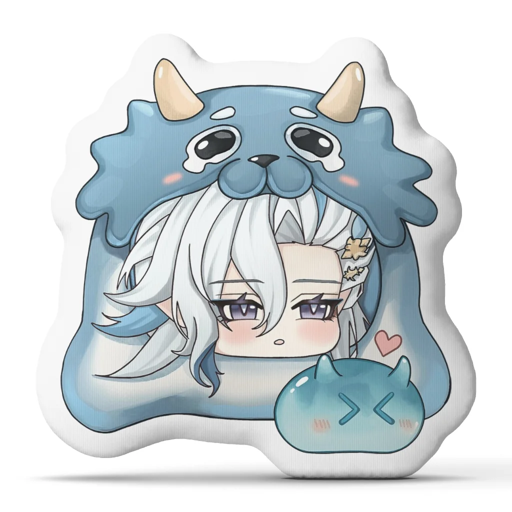 Neuvillette Genshins Impacts Cute Chibi Plush Pillow Cushion Irregular Stuffed Throw Pillow Home Decor Gift Sofa Bed Couch