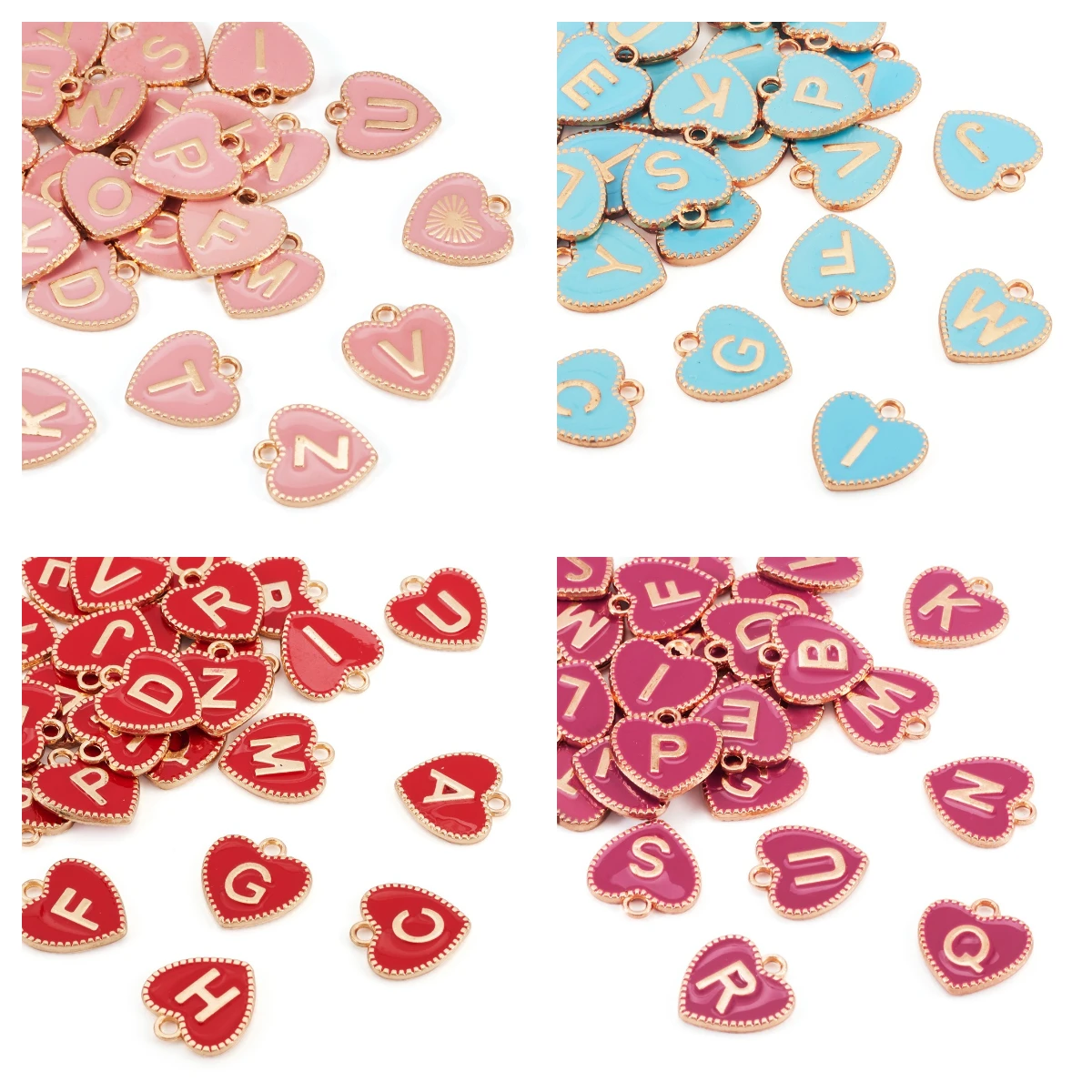 

26Pcs Alloy Enamel Heart Letter A-Z Charm Pendants For Jewelry Making DIY Fashion Necklaces Bracelets Earrings Supplies Findings