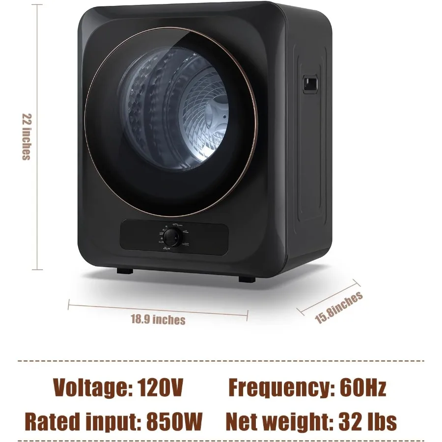 10Lbs Portable Dryer 110V Compact Electric Clothes Dryer for Laundry Apartment RV Living Front Load Stackable Mini Dryer with 5