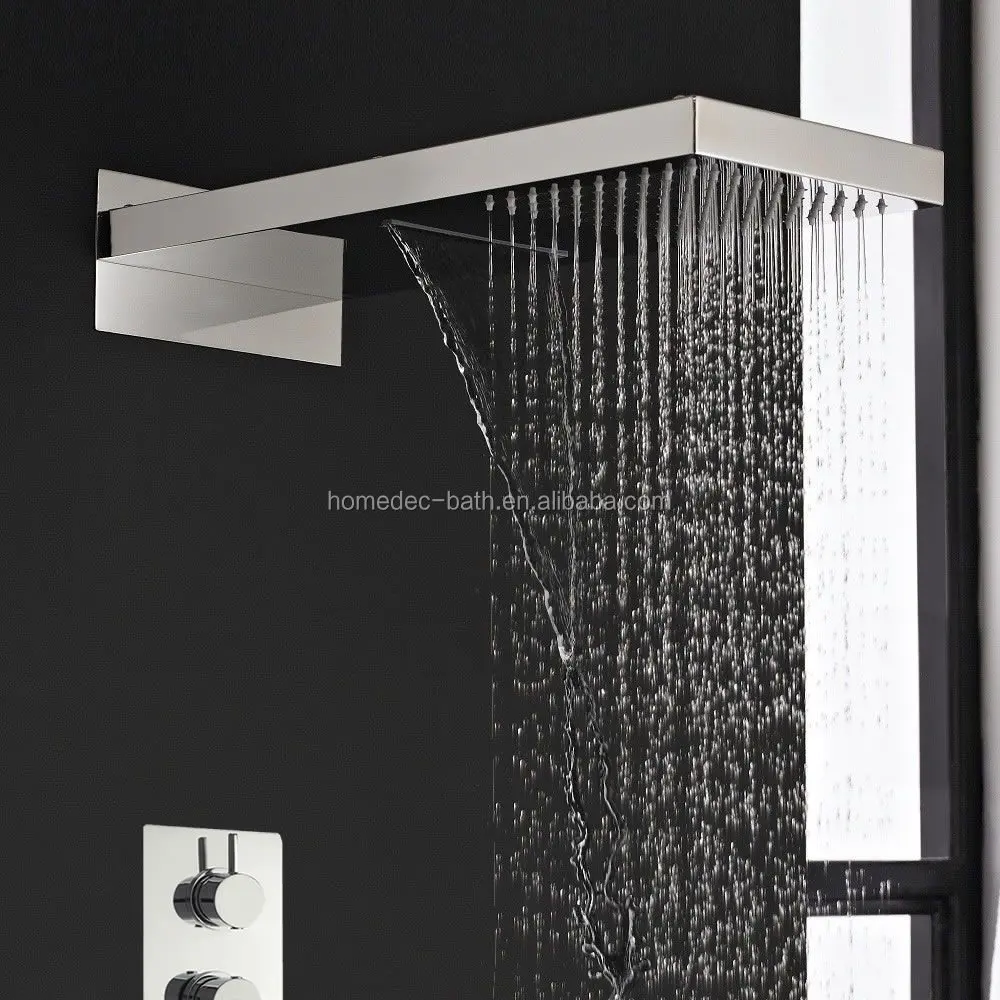 Triple Valve Thermostatic Shower System Dual Function Waterfall Rainfall Shower Head Polished Chrome For Apartment Hotel Use