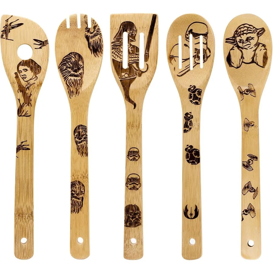

Star War Wooden Spoons Kitchen Cng Utensils Wooden Bamboo Utensil Set for Cng Heat Resistant for Non-Stick Cookware - Christmas