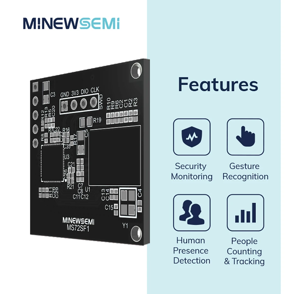 60GHz mmWave Radar Sensor Monitoring MS72SF1 Low Power Human Presence Sensing Module With USB to TTL Module