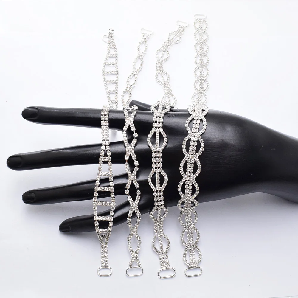 2Pcs/Lot Simple And Exquisite Classic Style Rhinestone Chain Bikini Connector Ring Buckle Clothing Decoration Womens