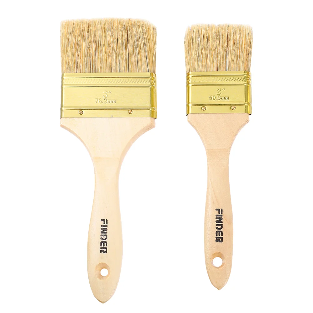 2 Pcs Glue Paint Brush for Student Flat Utility Chips Chalk Wooden Handle Bristles Walls Use Plaster