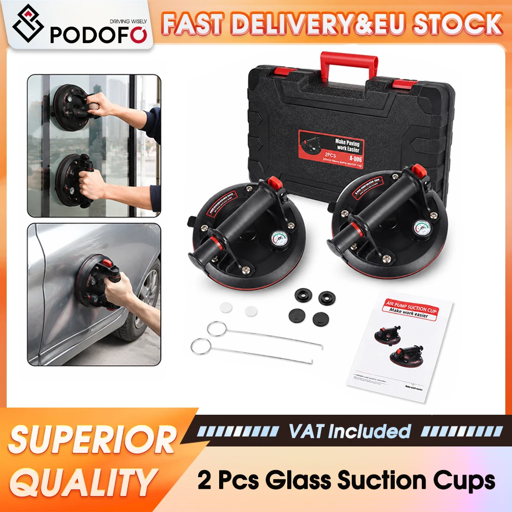 Podofo Ventouse de levage manuelle robuste de 20,4 cm (8 pouces) pour verre, capacité de charge maximale de 800 LBS, outil de ventouse à vide industri