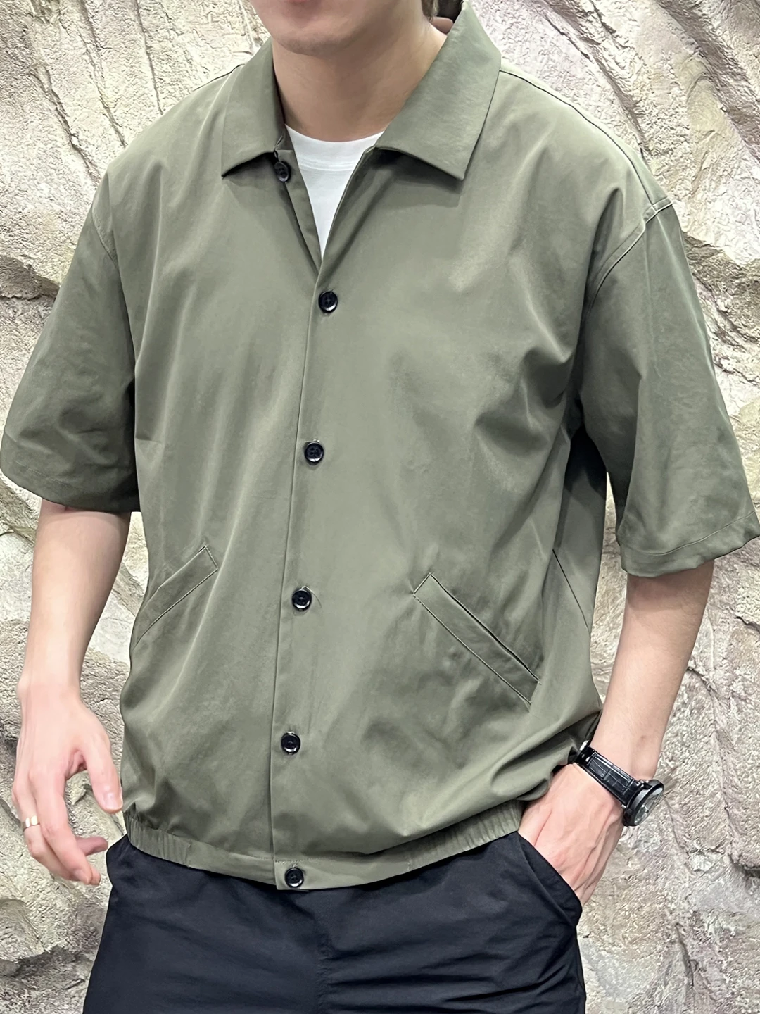 Retro Japanese Sle Lightweight Breathable Loose Fit Men's Summer ort Sve irt Functional Mountain Series Turn-down Co...