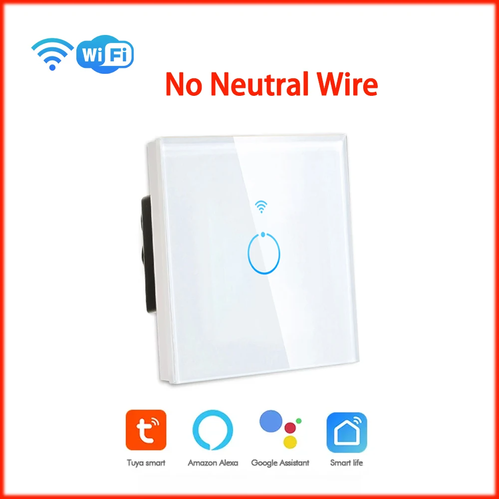 

Tuya EU WiFi Smart Wall Switch 1/2/3 Gang No Neutral Wire Touch Sensor LED Light Switches Smart Home Alexa Google Home