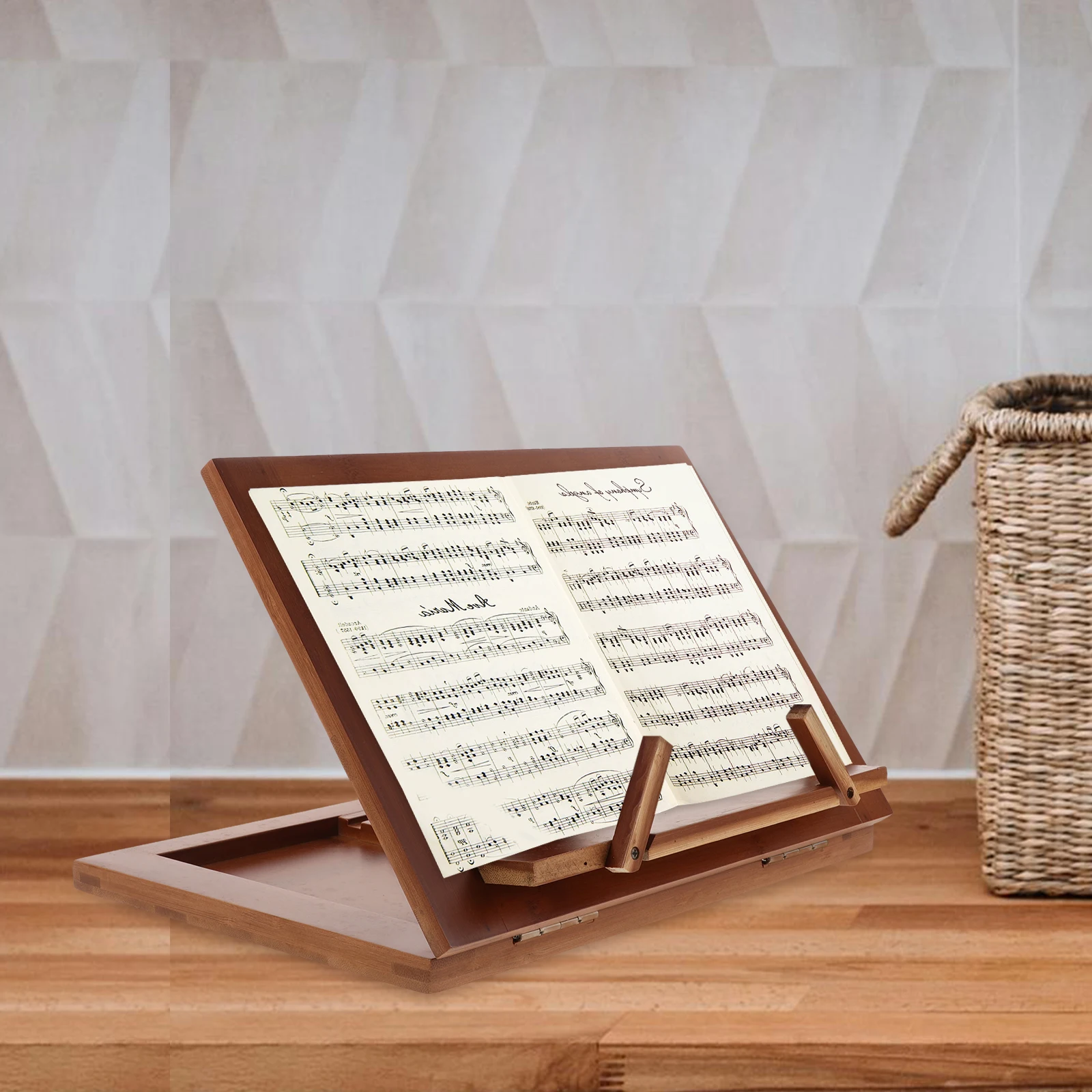 

Bamboo Music Stand s Portable Desktop Guzheng Bible Holder Stands for Home Kitchen Counter Tabletop Book Reading Display Storage