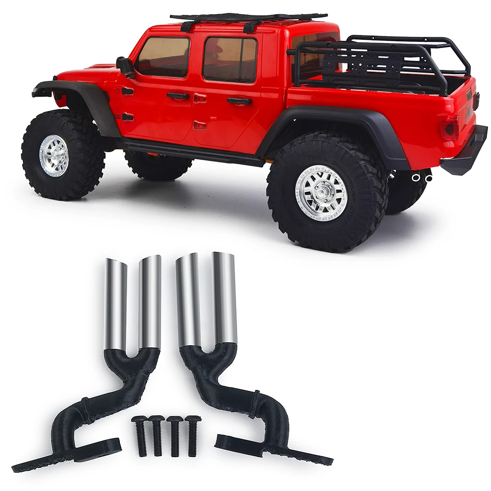 YEAHRUN Doppio Tubo Di Scarico RC Auto Simulazione Decorazione Serbatoio Carburante Tubo Di Scarico per 1/10 RC Crawler Axial SCX10 III AXI03006