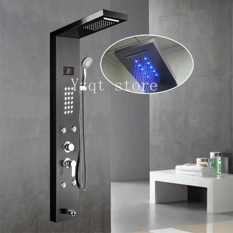 

Wall-mounted waterfall hydropower temperature display LED constant temperature shower screen showerhead