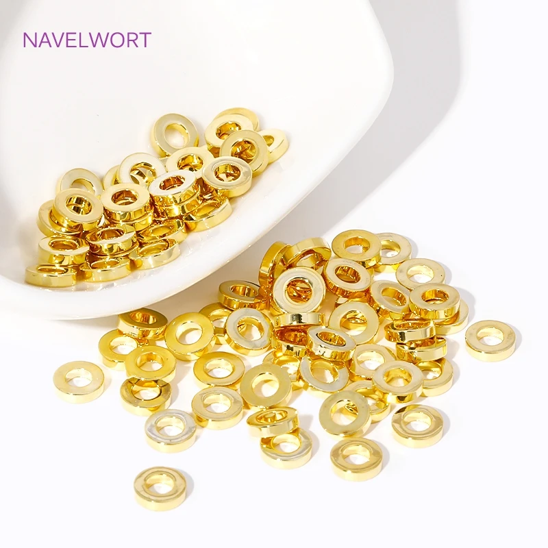 6mm * 1,5mm 18 Karat vergoldete Messing flache Abstands perlen glatte runde Abstands perlen für Schmuck herstellung DIY Armband Halskette Zubehör