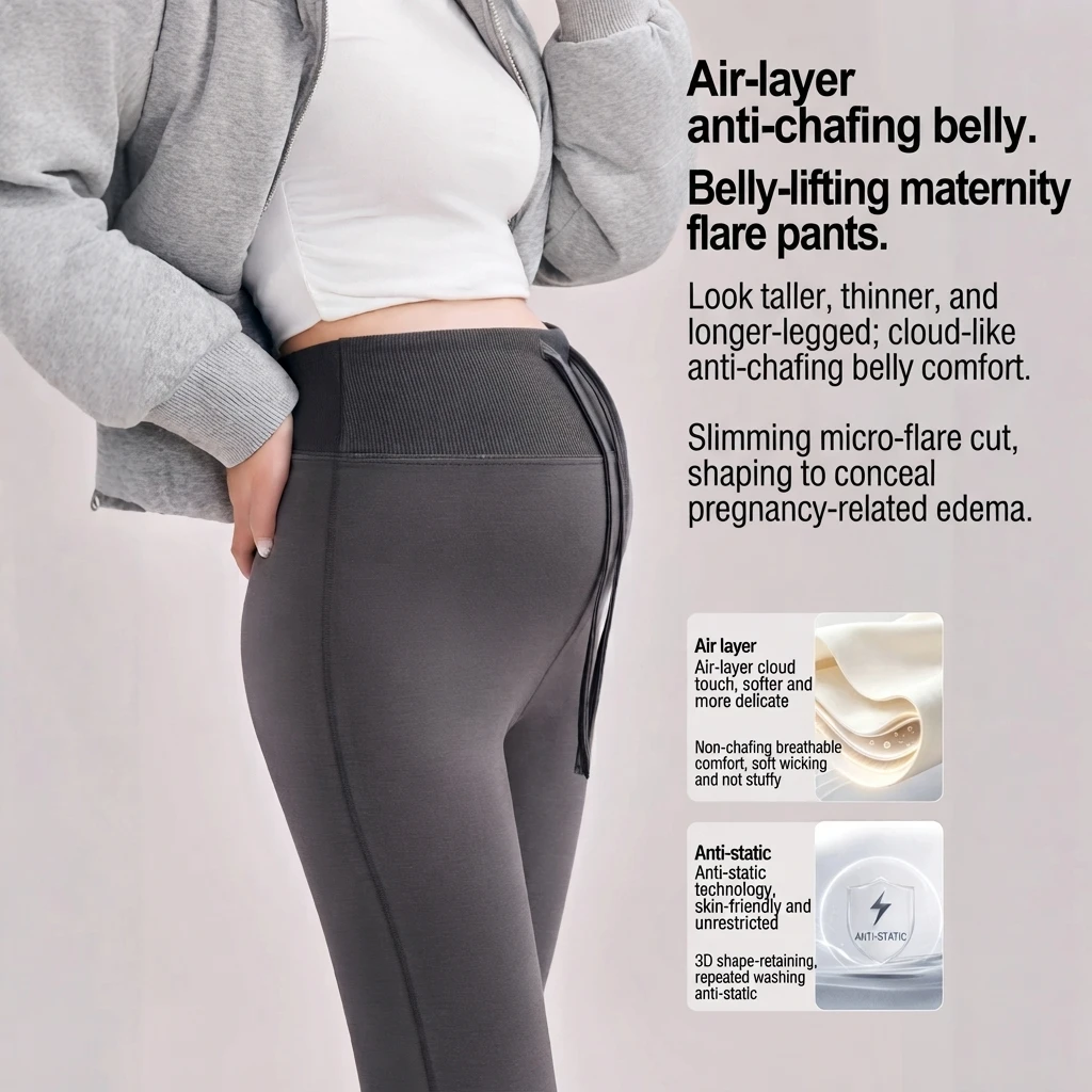 Maternity Leggings Viscose High Waist Belly Support Comfortable Casual Loose Micro Flared Pants Autumn Winter Plus Size
