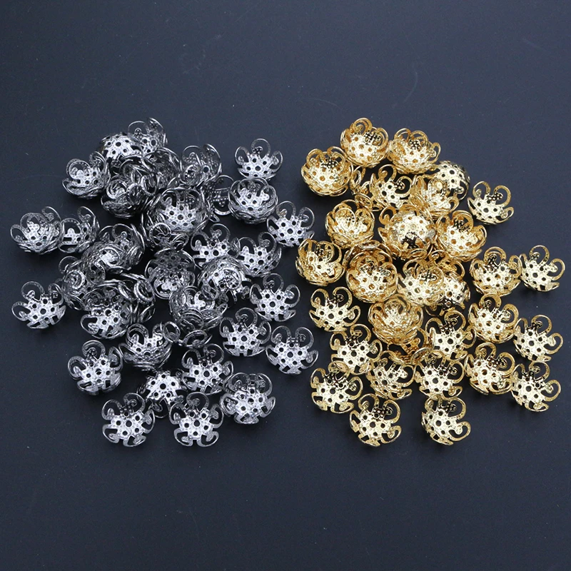 50pcs Stainless Steel Beads Caps Flower Shape Spacer Bead End DIY Jewelry Making Findings For Necklace Bracelet Accessories