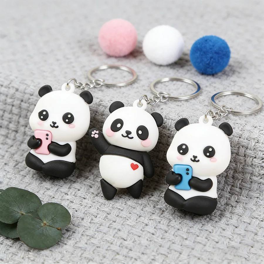 Niedlicher Panda-Schlüsselanhänger, Tier-Anhänger, Taschenanhänger, Cartoon-Bär, Schlüsselanhänger, Geschenk für Kinder, Panda-Liebhaber, Rucksack-Zubehör