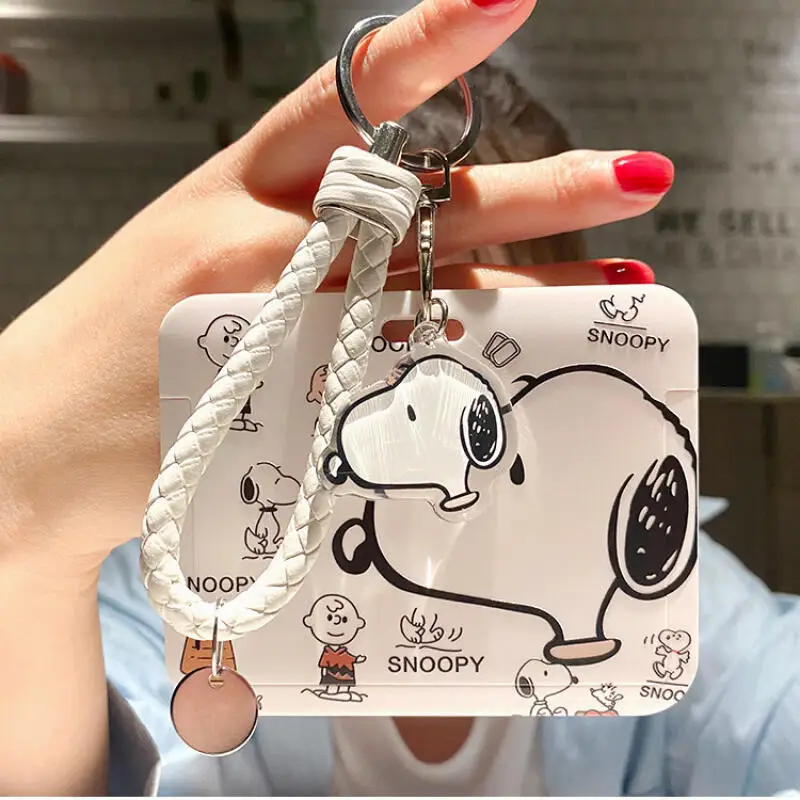New Snoopy Horizontal Card Set Keychain Kawaii Cartoon ID Card Set Hanging Decoration Girl Backpack Decoration Friend Gift