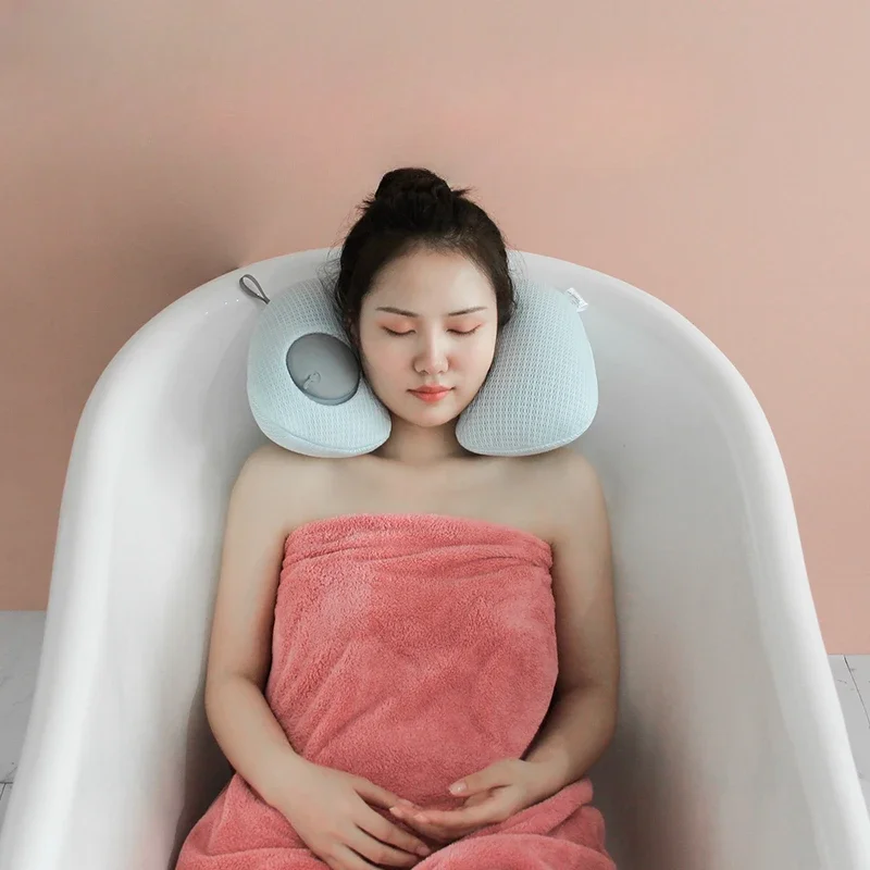 

Tencel inflatable bathtub pillow Portable travel office nap U-shaped neck-protecting and washing