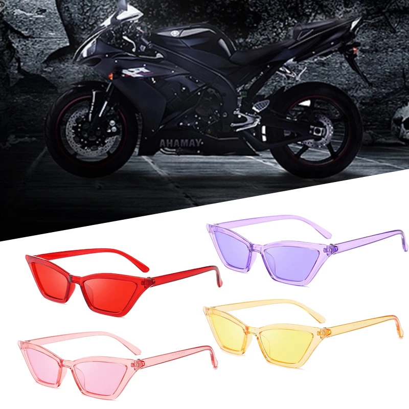 

Punk Style Retro Small Frame Colorful Transparent Cat's Eye Female Shades Glasses Vintage cycling glasses Moto Accessories Decor