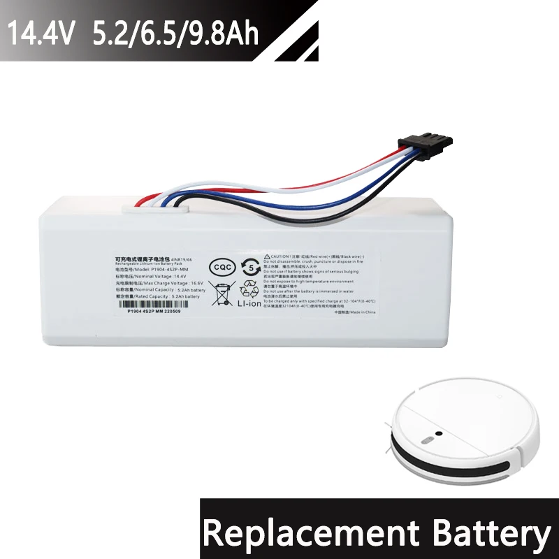 

14.4V 5.2/6.5/9.8Ah Li-ion Battery for Xiaomi Robot Roborock S50 S51 S55 Accessory Spare