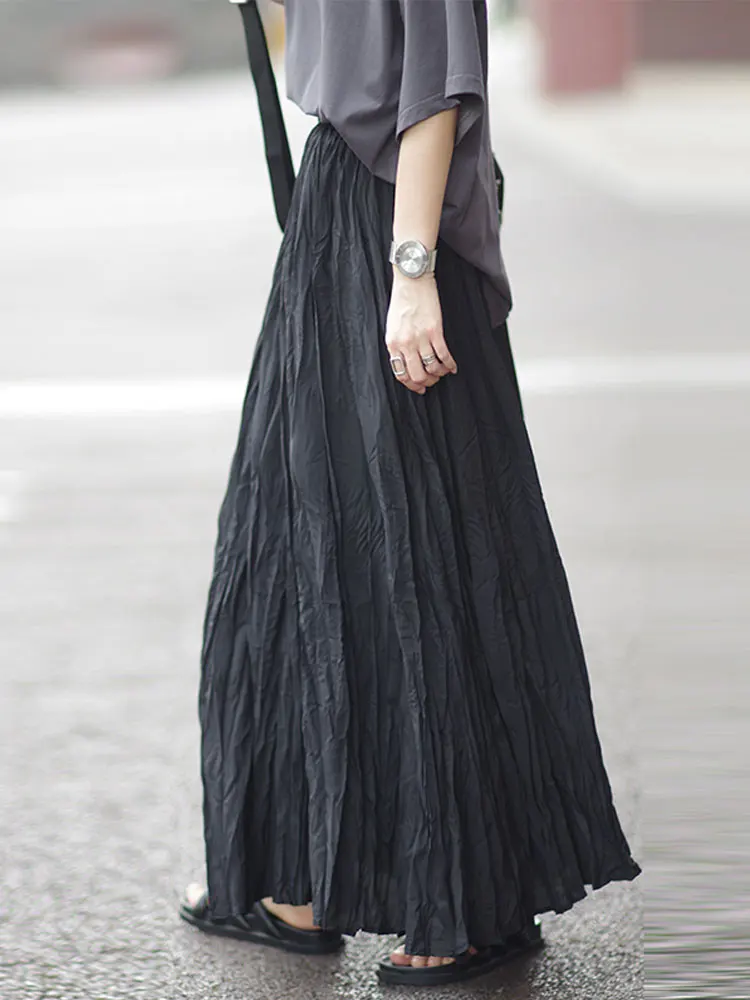 

Asense Негабаритная макси-юбка Ультра длинная до колена Простая ленивая юбка из полиэфирного волокна Бизнес Повседневная Ci Commute Daily