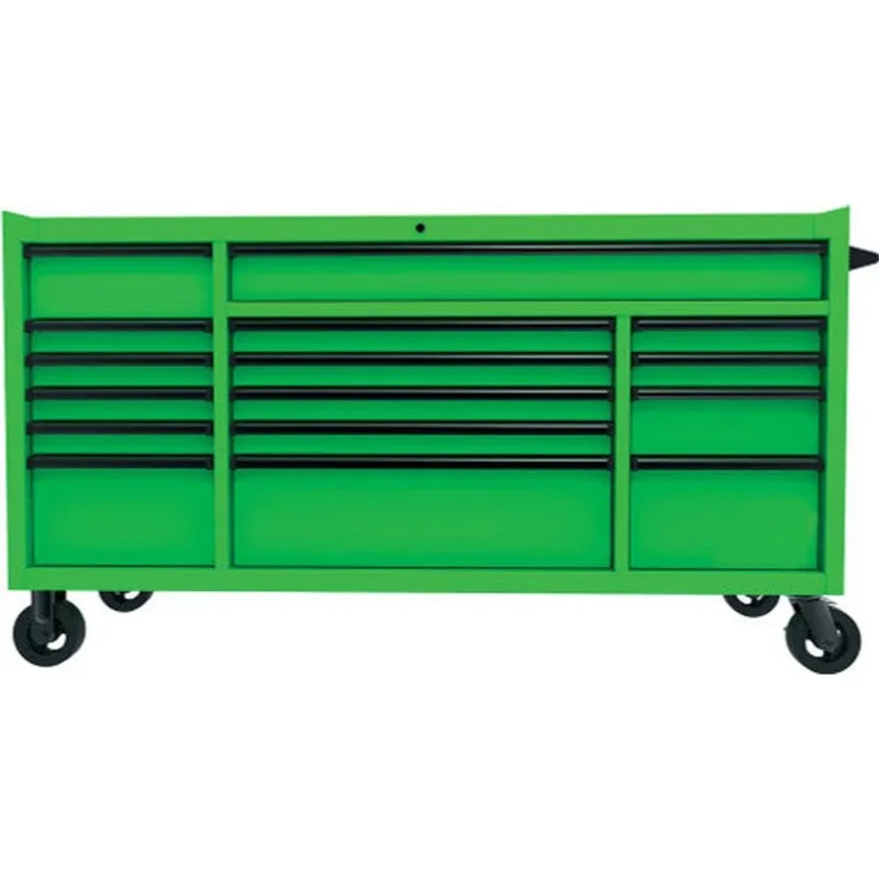 Large Tool Cabinet Green Mobile 16-Drawer Tool Chest 72 Inch Workbench Large Tool Roller Cabinet