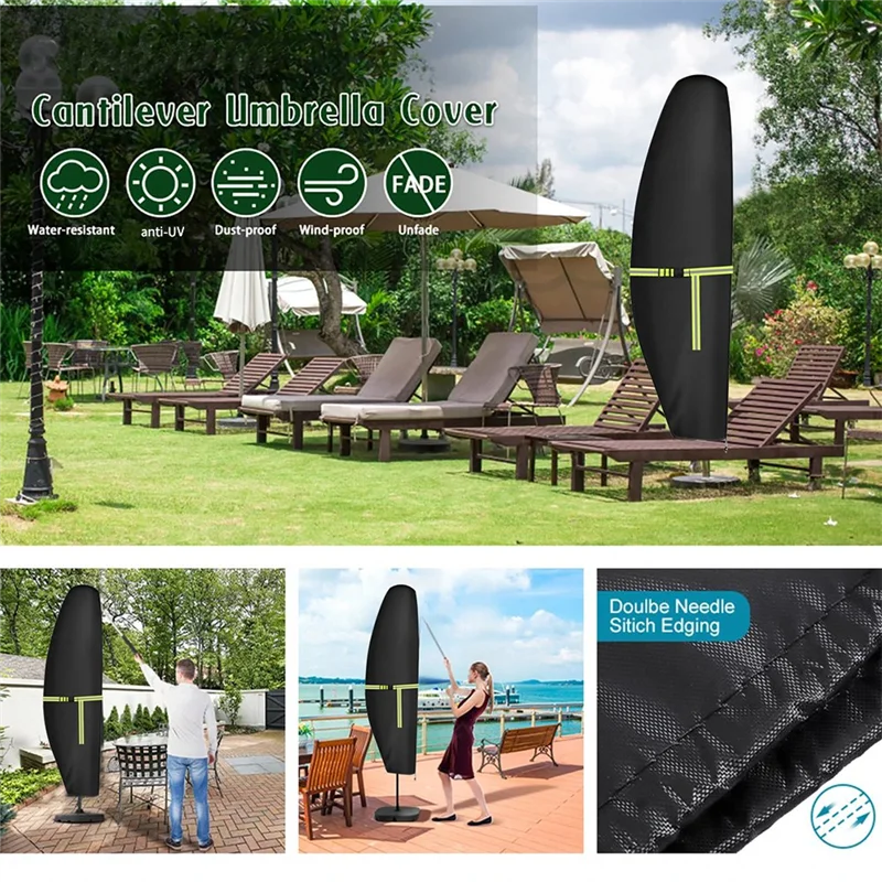 

-FDDT Patio Umbrella Parasol Cover 420D Outdoor Umbrella Cover Fits Cantilever Offset Umbrella 280 X 30 X 81/46 Cm Black