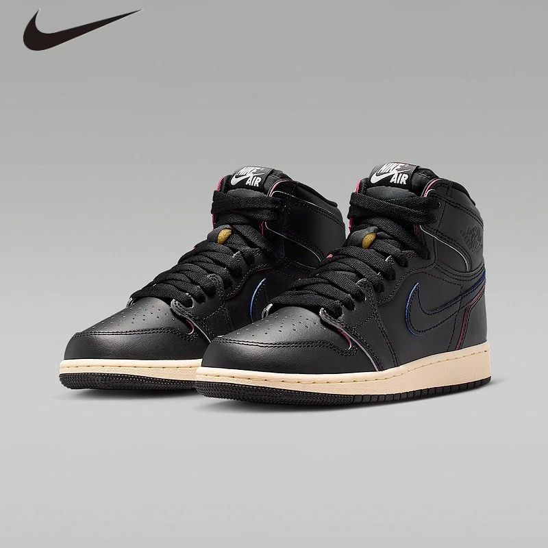 Nike Air Jordan 1 Retro High OG GS High Scratch Off Leather Basketball Sneakers, Air Cushion Retro Shoes For Youth FD1437-002 - view 5