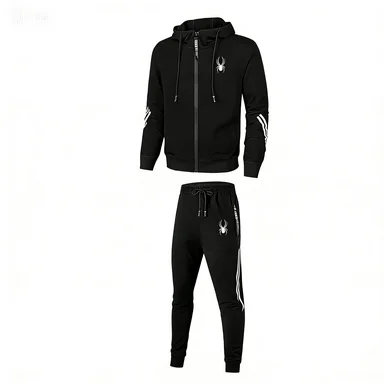 

Spring and Autumn Men's Breathable Fashion Fitness Suit, Two-piece Leisure Zipper Jacket and Sweatpants