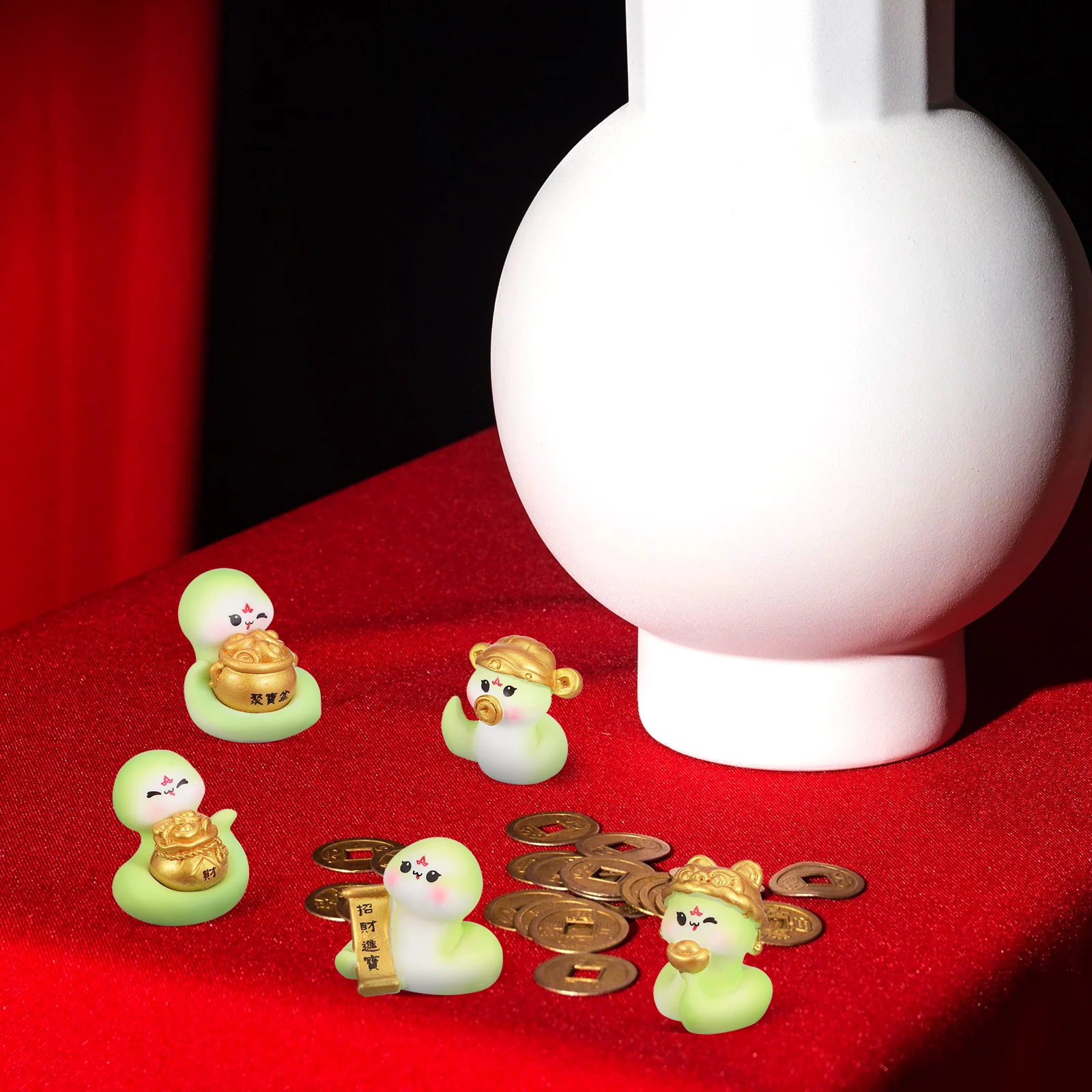 

Mikinona 6Pcs Lucky Snake Ornament Year of The Snake Resin Animal Figurine Home Decor Light Green Mini Statues Collection
