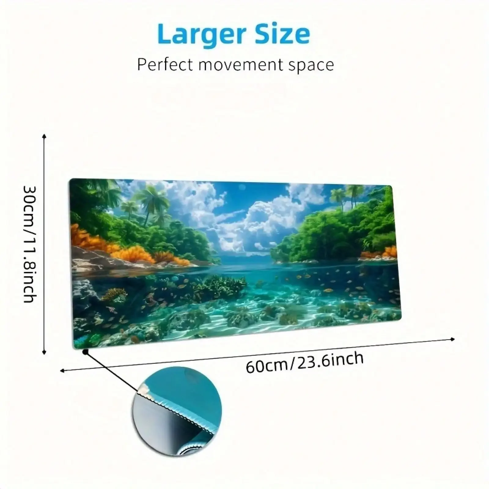 1pc Underwater Ocean Scenery Mouse Pad, Large Gaming Mat With Rubber Non-Slip Base, Precision Edges, Washable Rectangular Desk Mat For Work And Leisure, Computer Keyboard Accessory