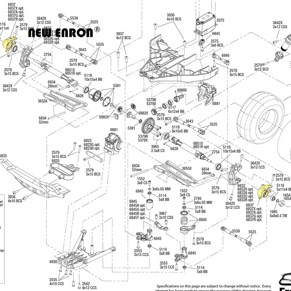 NEW ENRON Metal Rear Carrier / Front Steering / Hub Carrier 1952 6837 6832  for RC Car Traxxas 1/10 Slash 4x4 Rustler Stampede