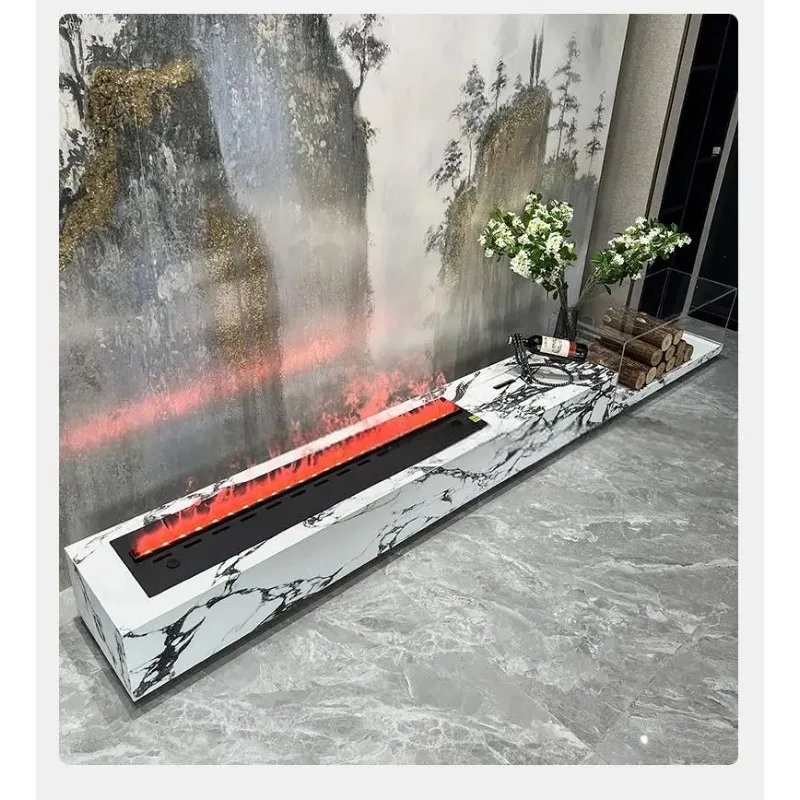 Any Size Custom Stone TV Console Fireplace Italian Minimalist Living Room Media Cabinet Silent Drawers Waterproof ECO EO Certifi