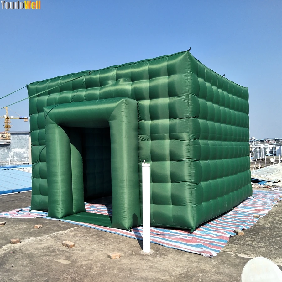 Deep Green 4.4mx4.4mx3.6m Inflatable Air Cube Tent For Outdoor Honey Housed Finished Exhibition Showroom For Party Events