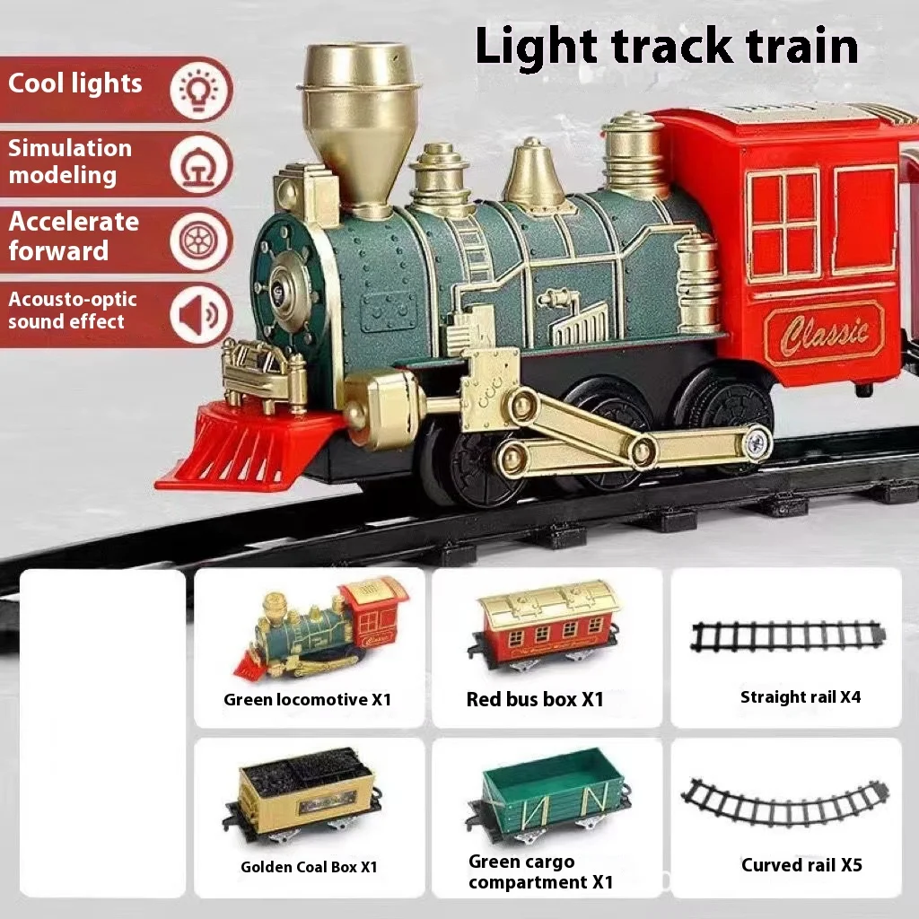 Modèle de train à vapeur rétro pour enfants, simulation de wagon électrique, rail à grande vitesse, ensemble de jouets pour garçons, cadeaux de Noël