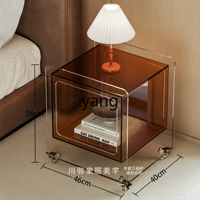 

LMM acrylic trolley sofa side shelf household simple mobile bedside table