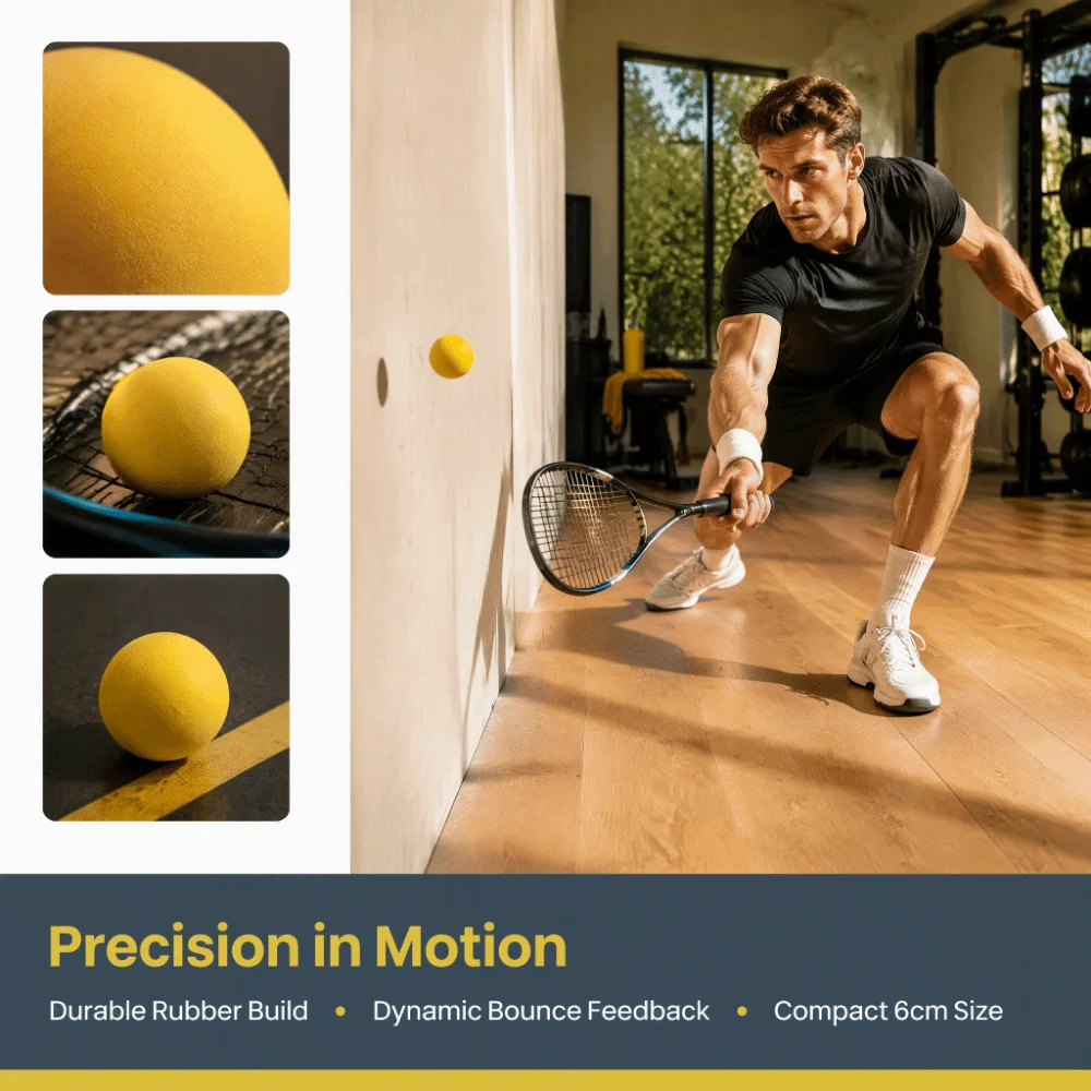 5pcs Rubber Material Squash Ball Hollow Structure Round Shape Bounce Squash Ball 6 cm Diameter Rubber Squash Training Ball