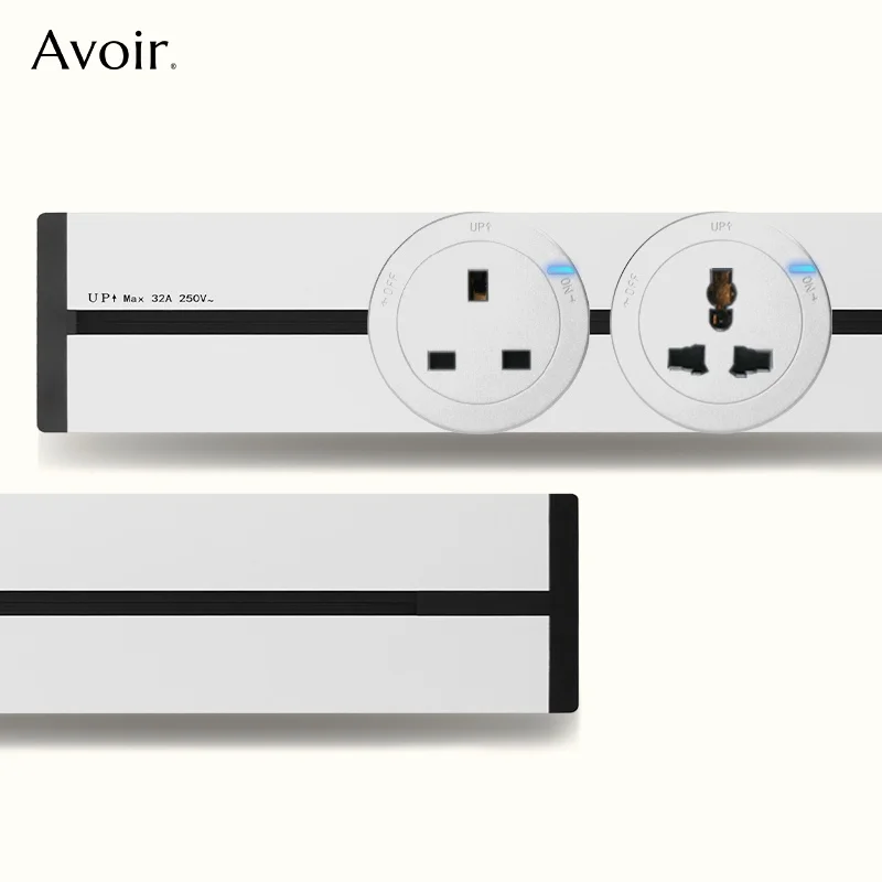 

Avoir Aluminium Track Socket Wall Surface Home Kitchen Romovable Plug Adapter Usb Fast Charger Port UK Universal Standard Outlet