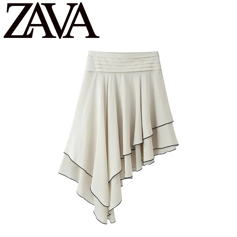 Fashion Asymmetric Layered Decoration Skirt High Waist A-Line Standard Fit Polyester Fiber No  Spring Collection