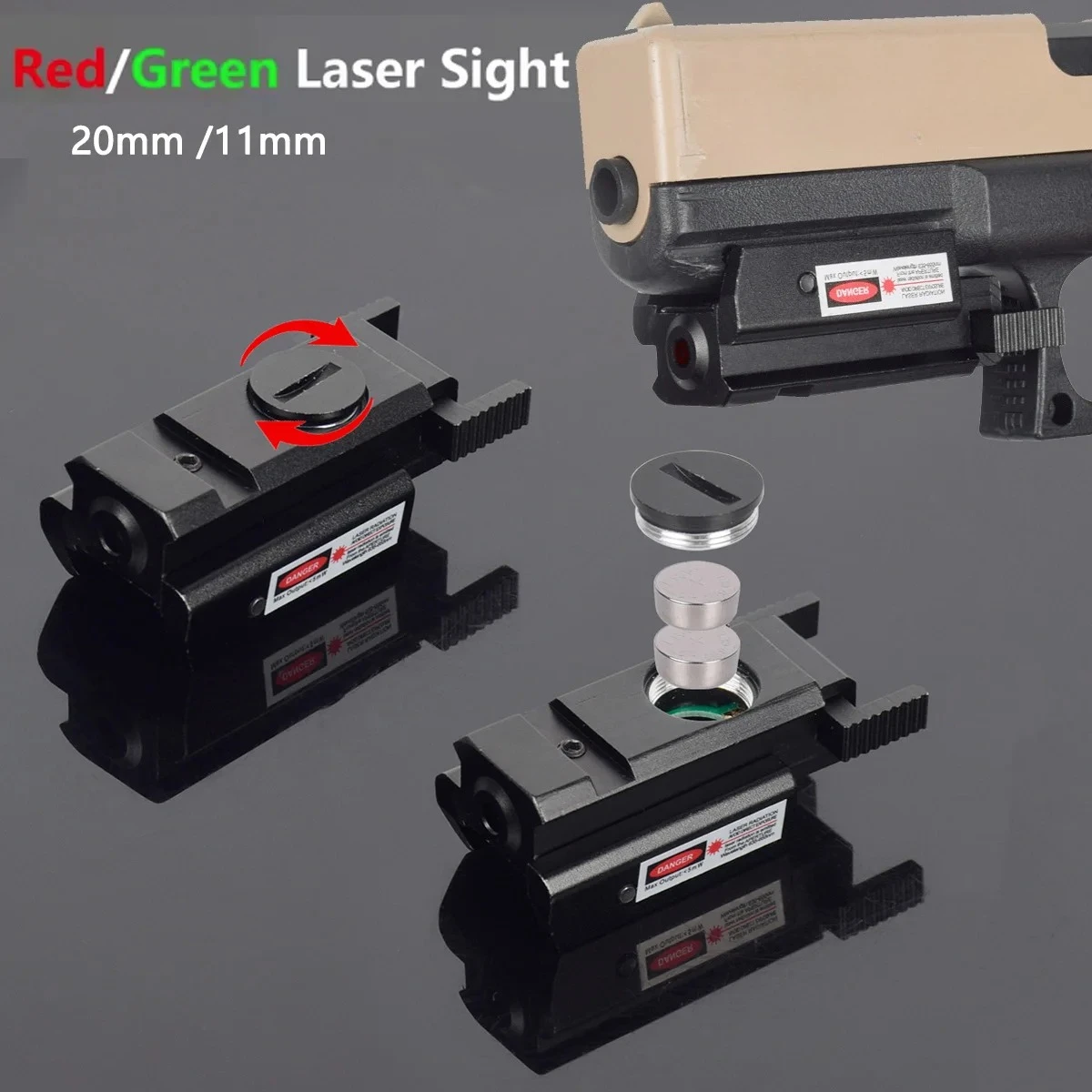 

Tactical Powerful Metal Mini Green Red Dot Laser Pointer Sight For Airsoft Pistol 11mm 20mm Picatinny Rail For G17 G19 G22
