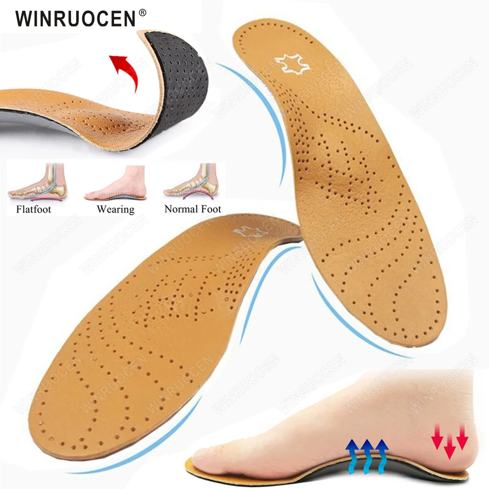 

Leather Orthotic Insole For Flat Feet Arch Support Orthopedic Pain Sole Suitable For Feet Men And Women OX Leg Shoe Pad