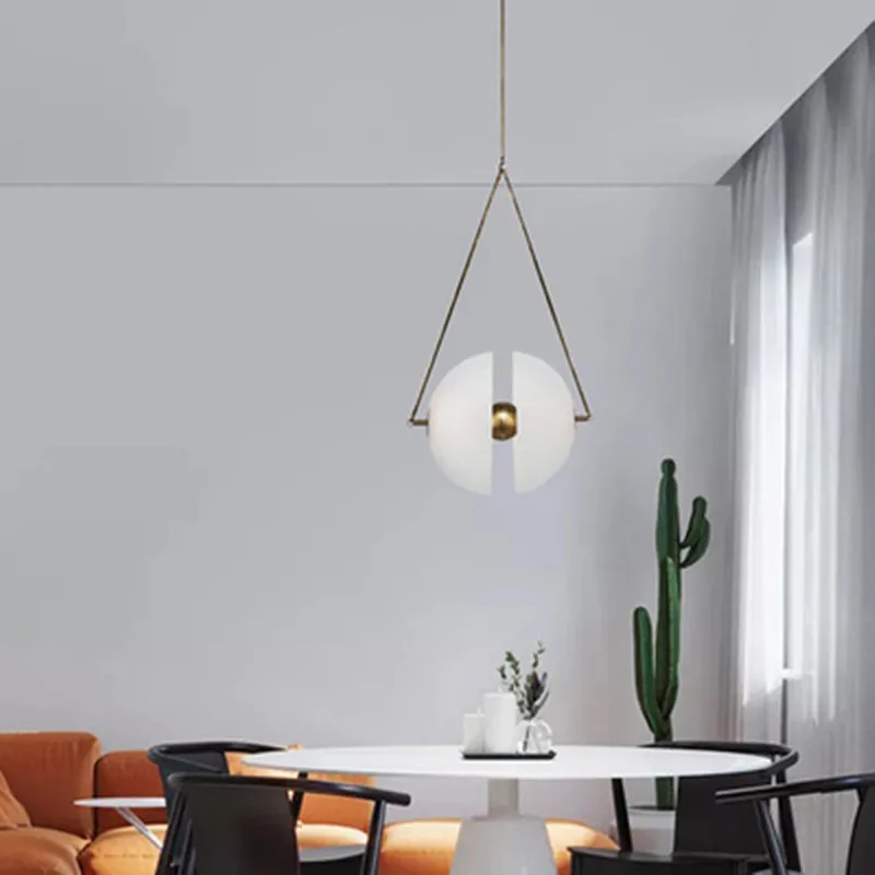 Imagem -05 - Nordic Glass Ball Led Pendant Lamp Milk White Glass Pendant Light Home Decor Iluminação do Restaurante Luminárias para Sala de Estar