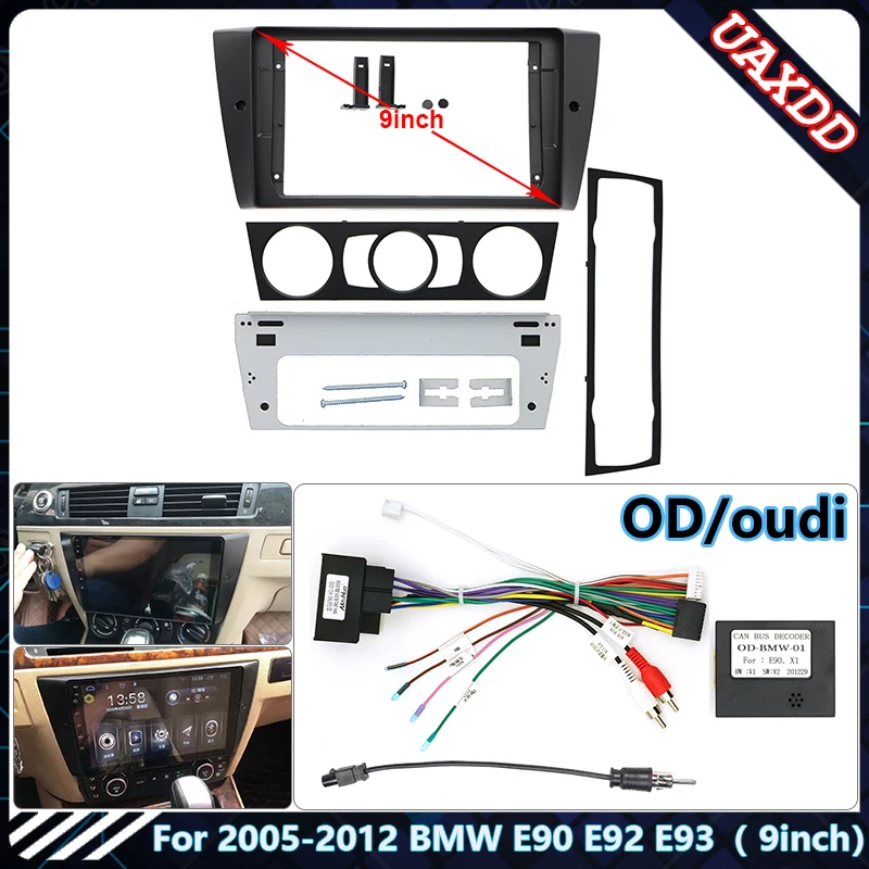 

9-дюймовый автомобильный радиоприемник для 2005-2012 BMW E90 E92 E93 Android DVD стерео аудио экран мультимедийный видеоплеер рамка кабели жгут проводов