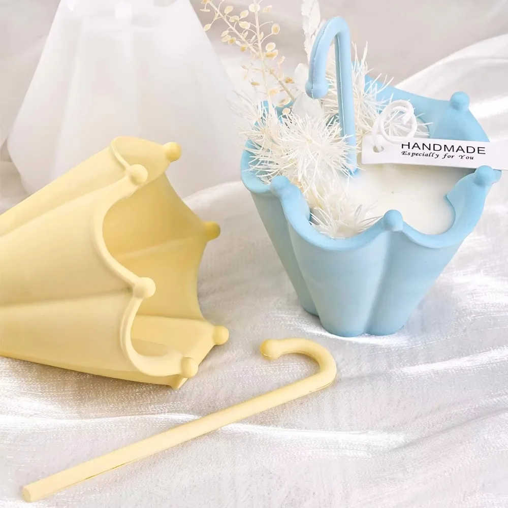 Multi-functional Silicone Umbrella Shape Candle Cup Mold Non-stick Flexible Flower Pot Mold DIY 3D Plaster Mold Cement