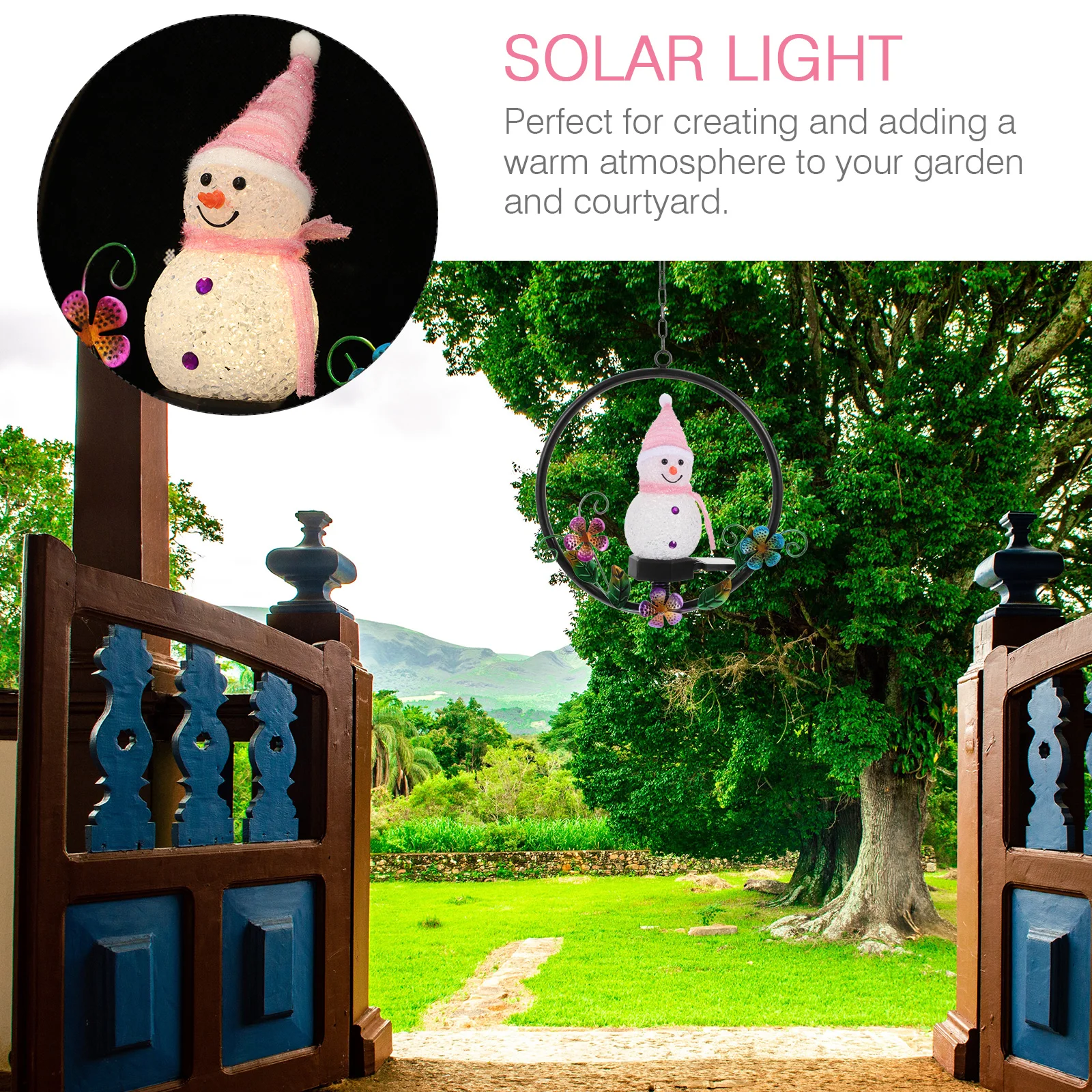 

Snowman Pendant Light Outdoor Solar Lights Garden Decor Decorative Yard Decoration Christmas