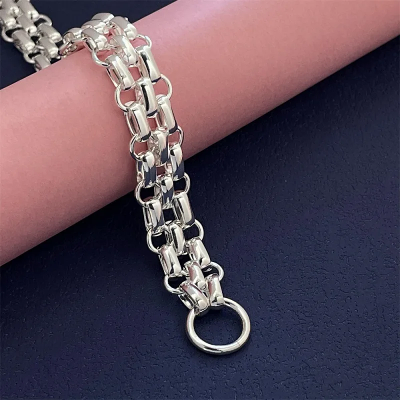 925 Sterling Silver Bracelet TO Three-row Bracelet Women's Simple Fashion Bracelet Birthday Wedding Anniversary Jewelry Gift view 3