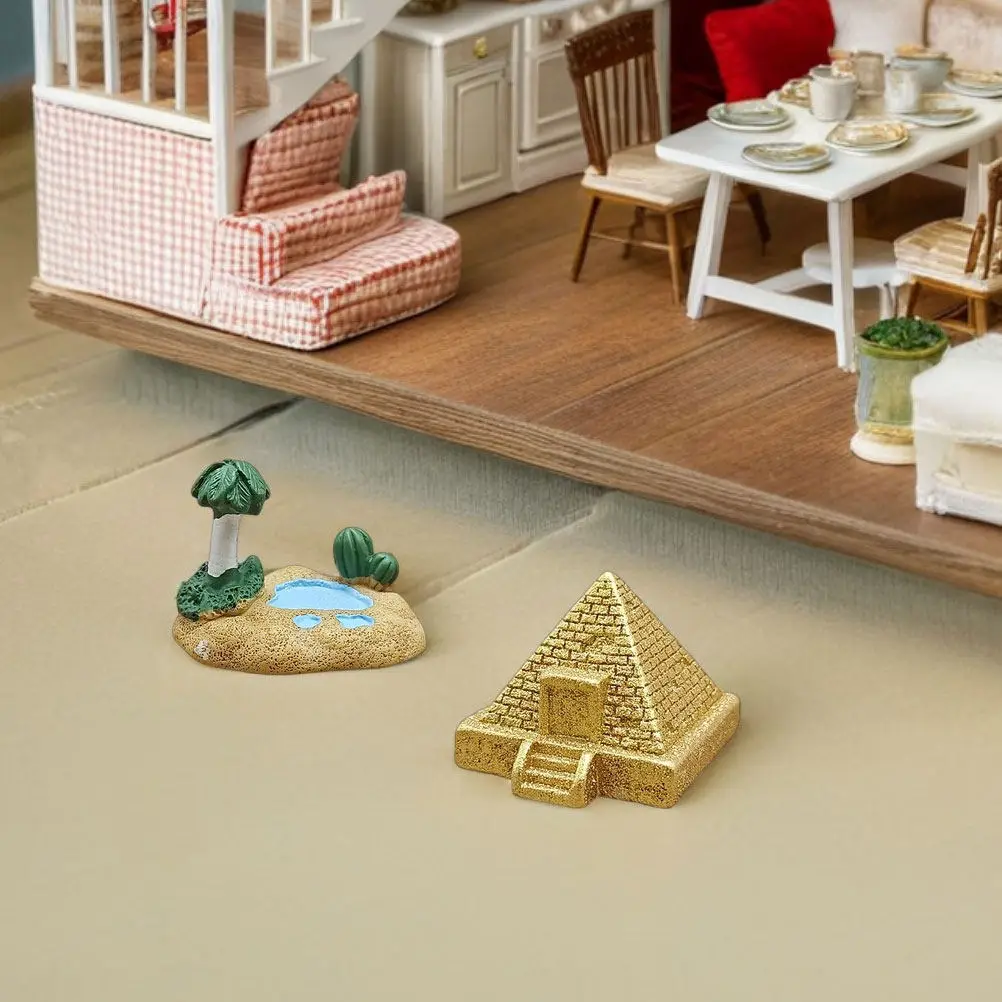 6Pcs Egyptian Pyramid Set Realistic Ancient Architecture Resin Desert Scene Desktop Decoration Miniature Ancient Egypt