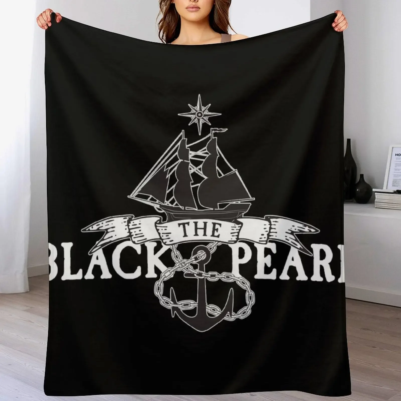 

Black Pearl - pirate sailing ship - dark Throw Blanket Warm Comfortable Blanket Gift for Parents Friends
