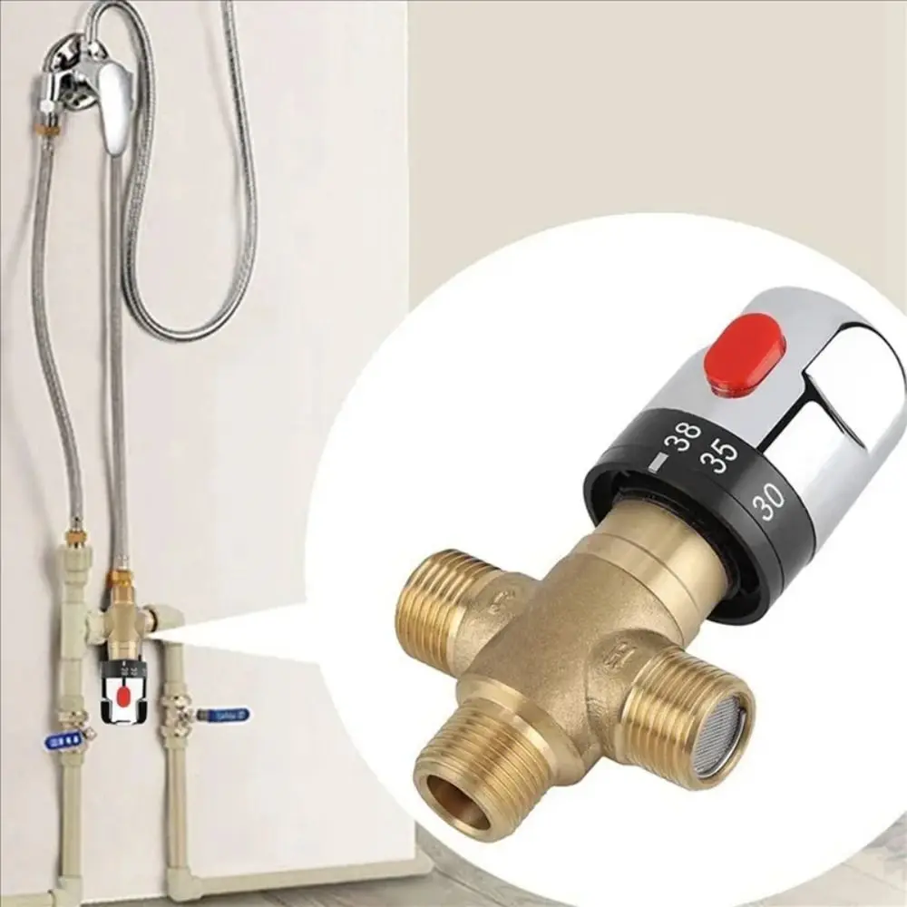 

Solid Brass Thermostatic Mixing Valve Hot and Cold Control Pressure Balance Brass Thermostatic Valve Anti-Scald 3Way