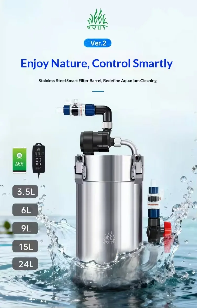1L aquarium filter tank filter, dual APP-Bluetooth control silent frequency conversion water purification system