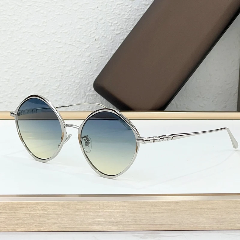 

6186K Round Alloy Gradient Sunglasses for Men and Women High Quality Brand Designer UV400 Outdoor Fashion Retro Eyeglasses