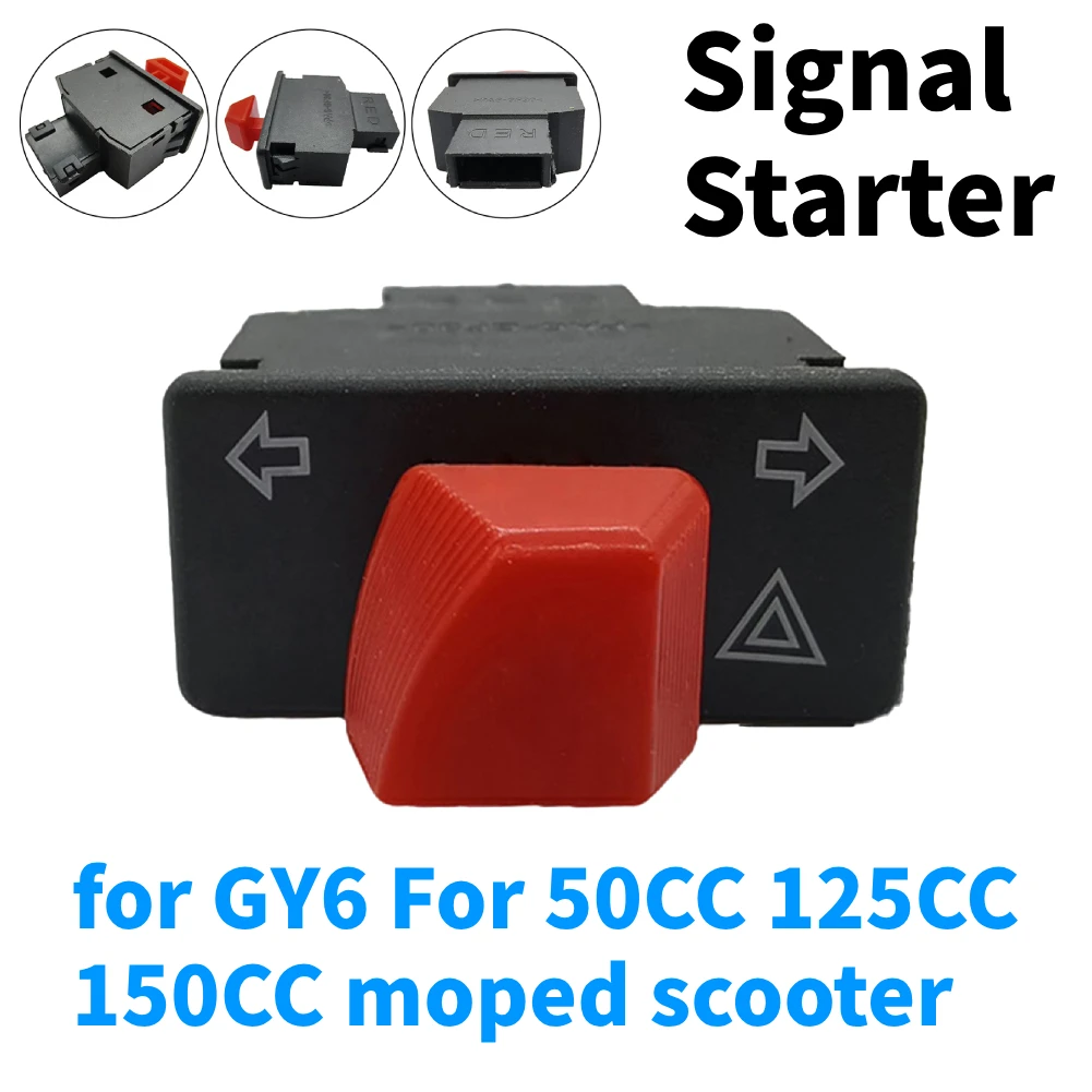 

Кнопка переключателя стартера указателя поворота для скутера, переключатели GY6 для 50cc 125cc, одна кнопка переключения, аксессуары для мотоциклов, черный